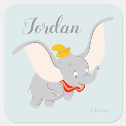 Dumbo Soaring Through The Sky Square Sticker
