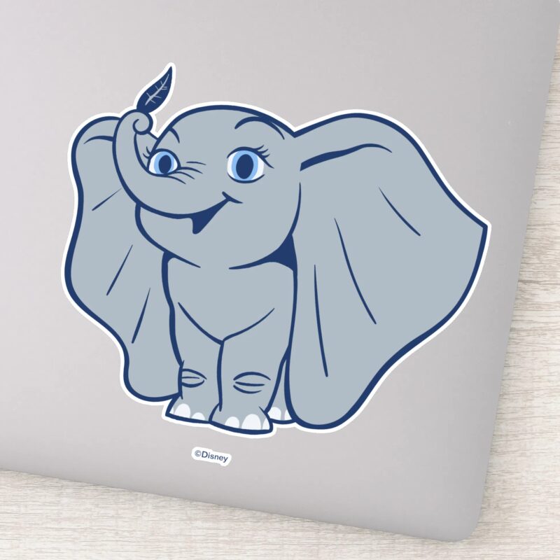 Dumbo Cartoon Dumbo Holding Up Feather Sticker