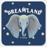 Dumbo Cute Large Ears Painted Art Square Sticker