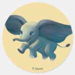 Dumbo Flying Dumbo Painted Art Classic Round Sticker