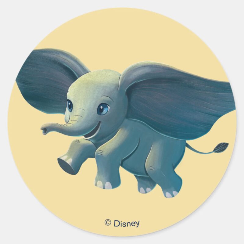 Dumbo Flying Dumbo Painted Art Classic Round Sticker