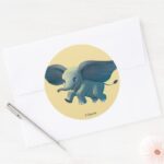 Dumbo Flying Dumbo Painted Art Classic Round Sticker