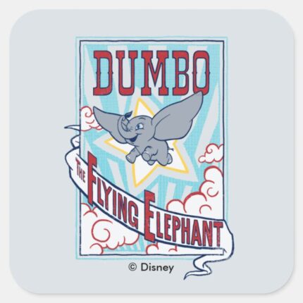 Dumbo The Flying Elephant Circus Art Square Sticker