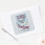 Dumbo The Flying Elephant Circus Art Square Sticker