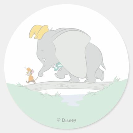 Dumbo And Timothy Q. Watercolor Classic Round Sticker