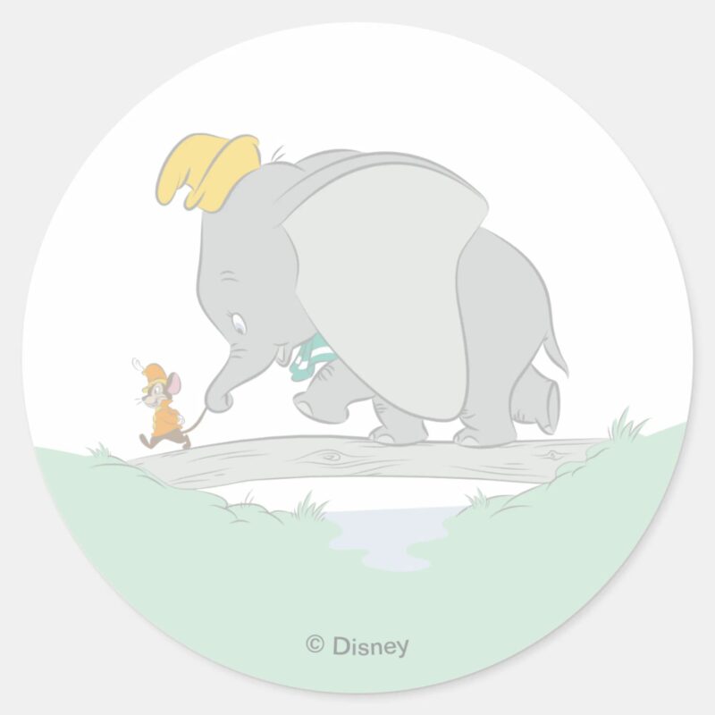 Dumbo And Timothy Q. Watercolor Classic Round Sticker