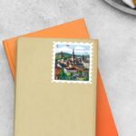 Edinburgh Scenic City View Post Stamp Travels Stickers