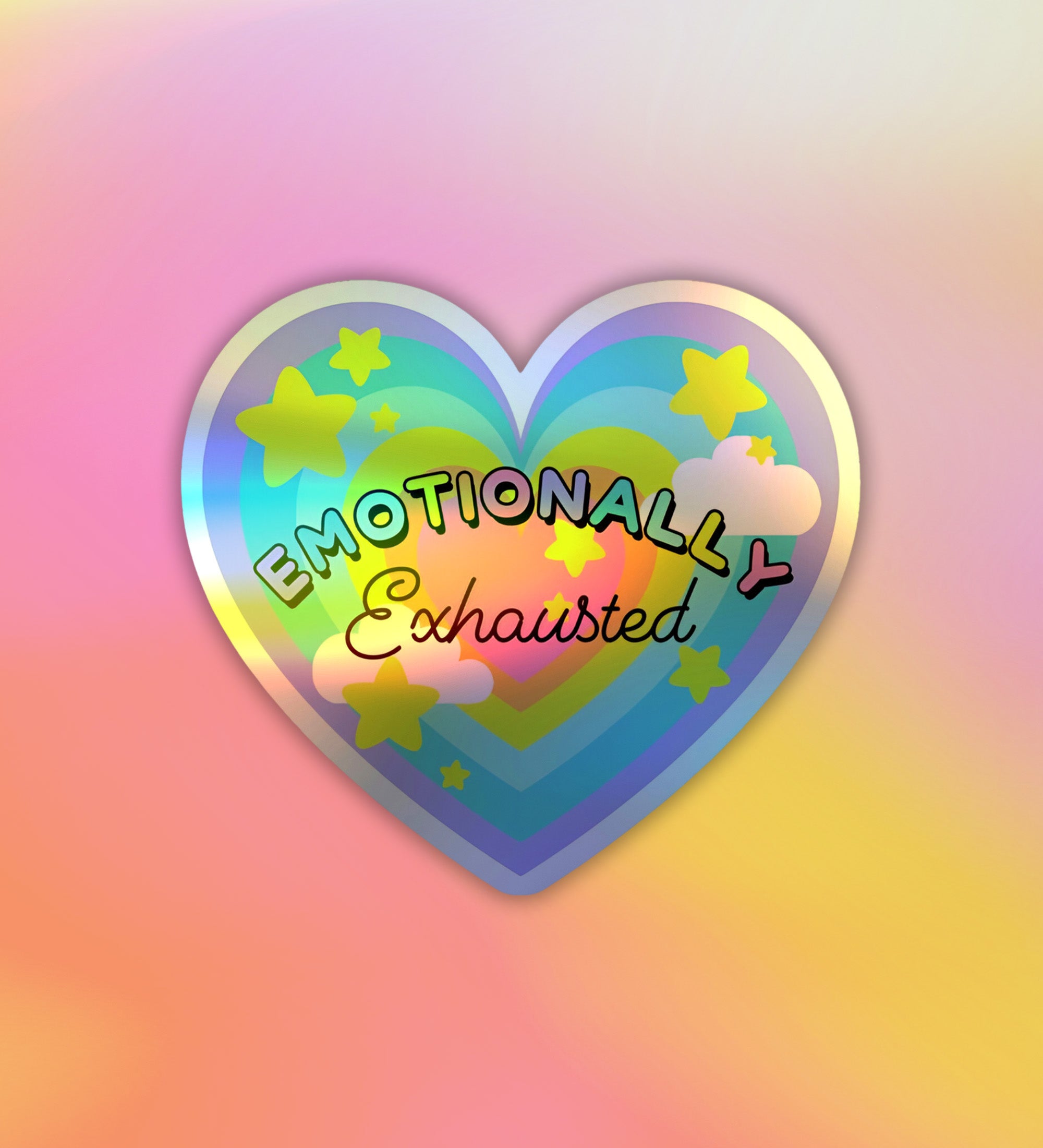 Emotionally Exhausted   Holographic Laptop   Mobile Sticker
