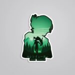 Eren Yeager Silhouette In Green Anime Stickers