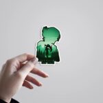 Eren Yeager Silhouette In Green Anime Stickers