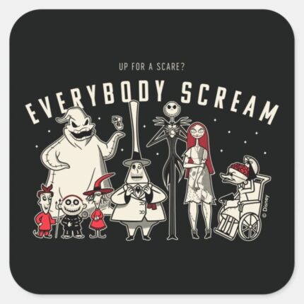 Everybody Scream Halloween Town Group Square Sticker