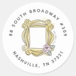 FRIENDS™ Bridal Shower Peephole Frame Address Classic Round Sticker