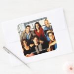 FRIENDS™ Cast Sitting In Monicas Apartment Square Sticker