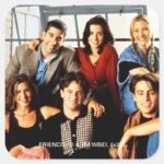 FRIENDS™ Cast Sitting In Monicas Apartment Square Sticker