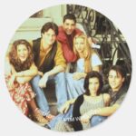 FRIENDS™ Cast Sitting On The Stoop Classic Round Sticker