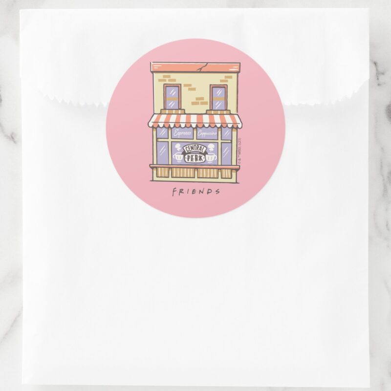 FRIENDS™ Central Perk Cartoon Coffee Shop Classic Round Sticker