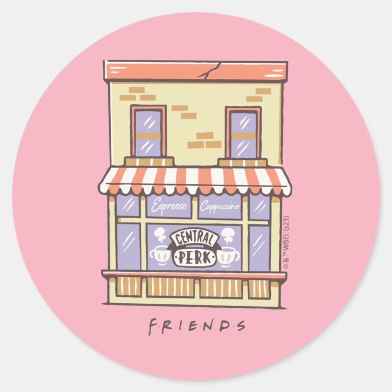 FRIENDS™ Central Perk Cartoon Coffee Shop Classic Round Sticker