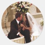 FRIENDS™ Chandler Monica Married Classic Round Sticker