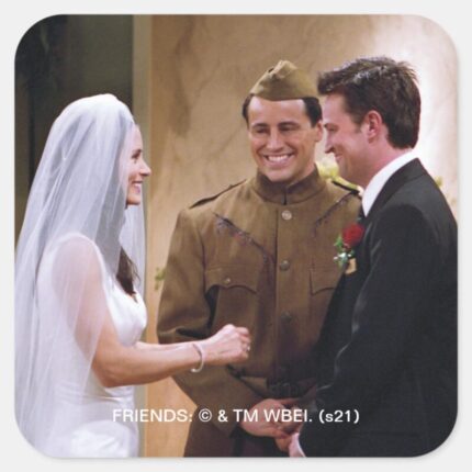 FRIENDS™ Joey Marries Monica Chandler Square Sticker