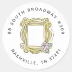 FRIENDS™ Bridal Shower Peephole Frame Address Classic Round Sticker