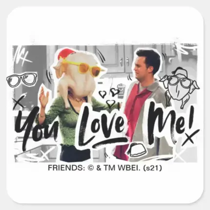 FRIENDS™ Thanksgiving Turkey Head Monica Square Sticker