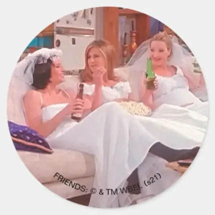 FRIENDS™ The Girls In Wedding Dresses Classic Round Sticker