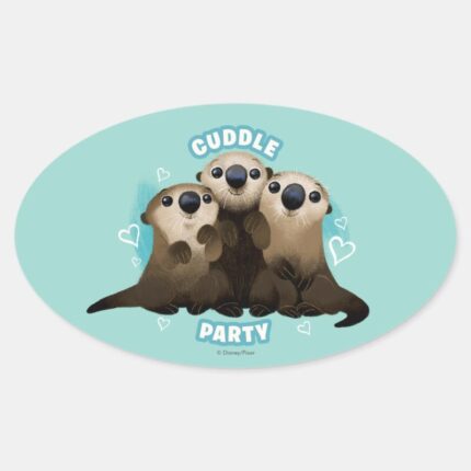 Finding Dory Otters Cuddle Party Oval Sticker