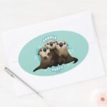 Finding Dory Otters Cuddle Party Oval Sticker
