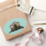 Finding Dory Otters Cuddle Party Oval Sticker