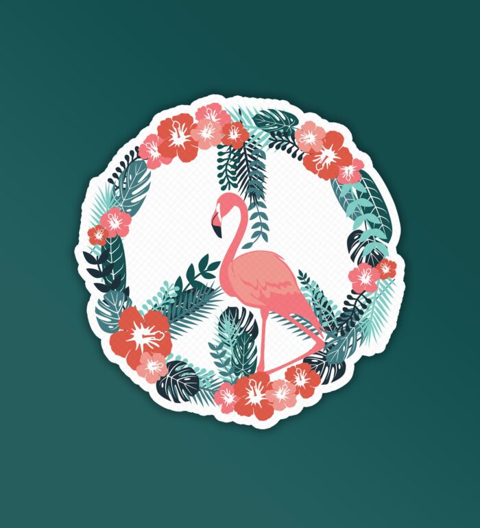 Flamingo Peace Laptop Mobile Stickers