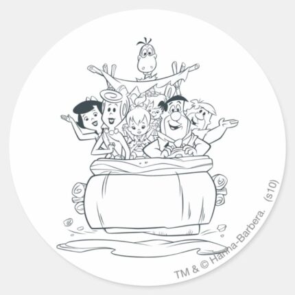 Flintstones Families1 Classic Round Sticker