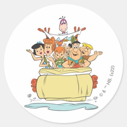 Flintstones Family Roadtrip Classic Round Sticker
