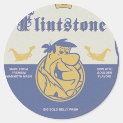 Fred Flintston Big Bold Belly Wash Classic Round Sticker