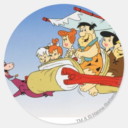 Fred Flintstone Wilma Barney And Betty PEBBLES™ Classic Round Sticker