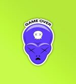 Game Over Alien Head Sticker