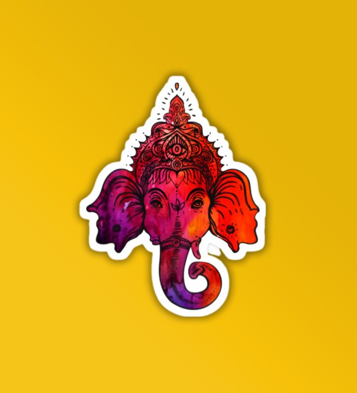 Ganesha Multicolour   Laptop Mobile Sticker