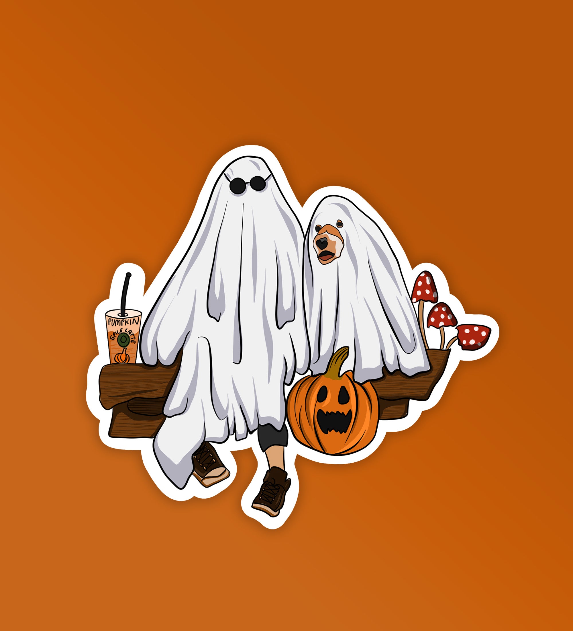 Ghost Friends Halloween   Laptop And Mobile Sticker