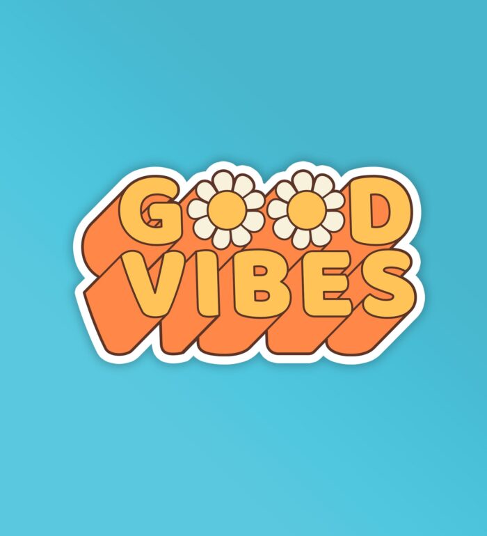 Good Vibes Retro   Mobile Laptop Sticker