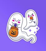 Halloween Sticker Kawaii Ghost Laptop   Mobile Sticker