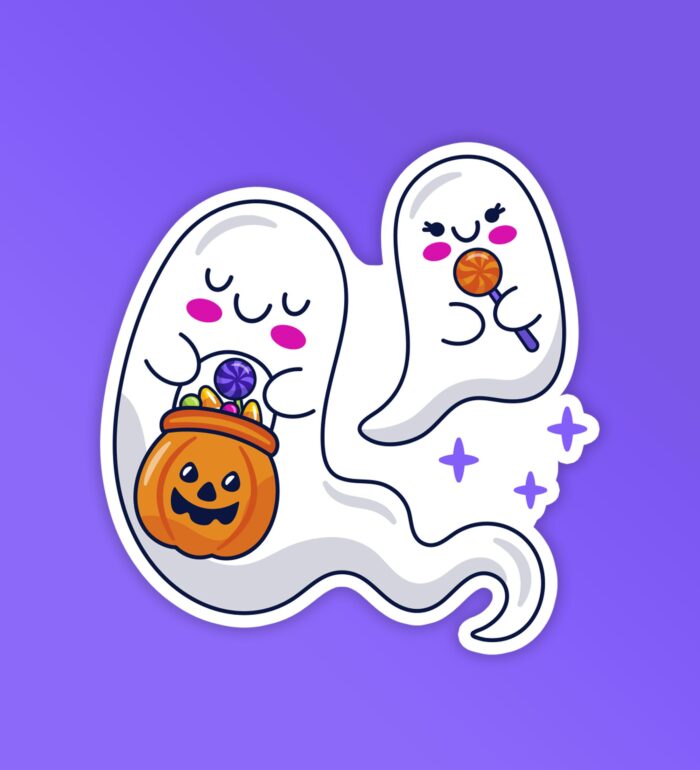 Halloween Sticker Kawaii Ghost Laptop   Mobile Sticker
