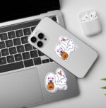 Halloween Sticker Kawaii Ghost Laptop   Mobile Sticker