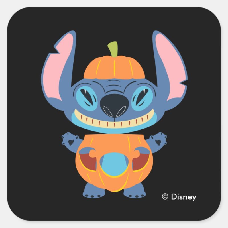 Halloween Stitch Pumpkin Square Sticker