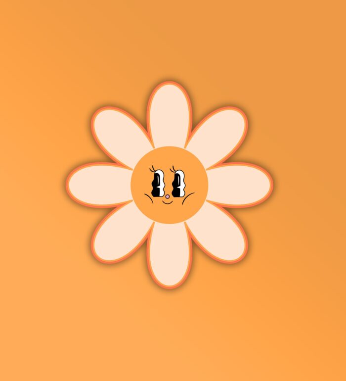 Happy Flower Retro   Mobile Laptop Sticker