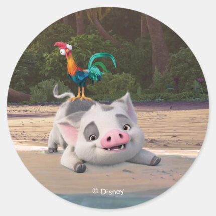 Heihei And Pua Playtime Classic Round Sticker