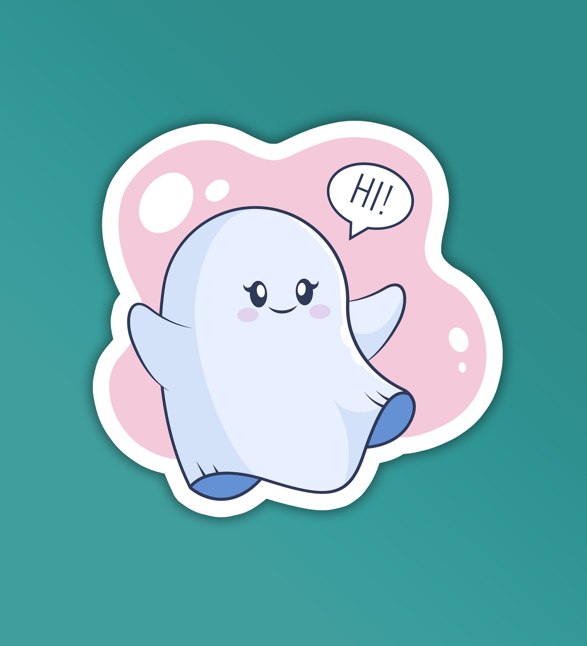Hi Cute Ghost Laptop And Mobile Stickers Hi Cute Ghost Laptop And Mobile Stickers