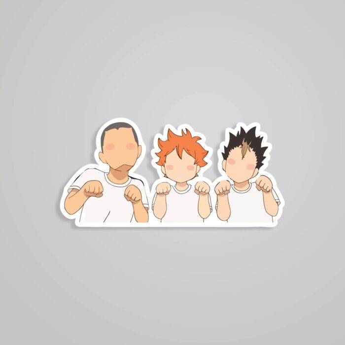 Hinata Nishinoya And Tanaka Cat Pose Anime Stickers