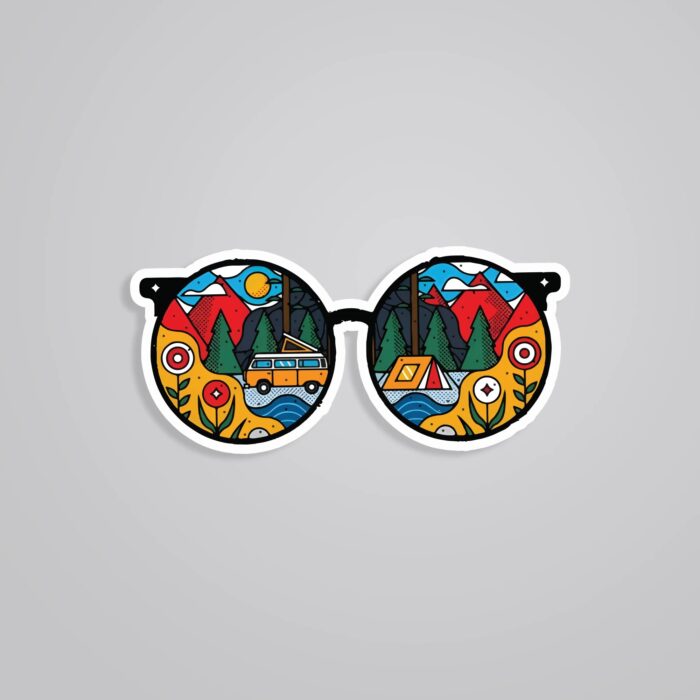 Hippie Glasses Travels Stickers