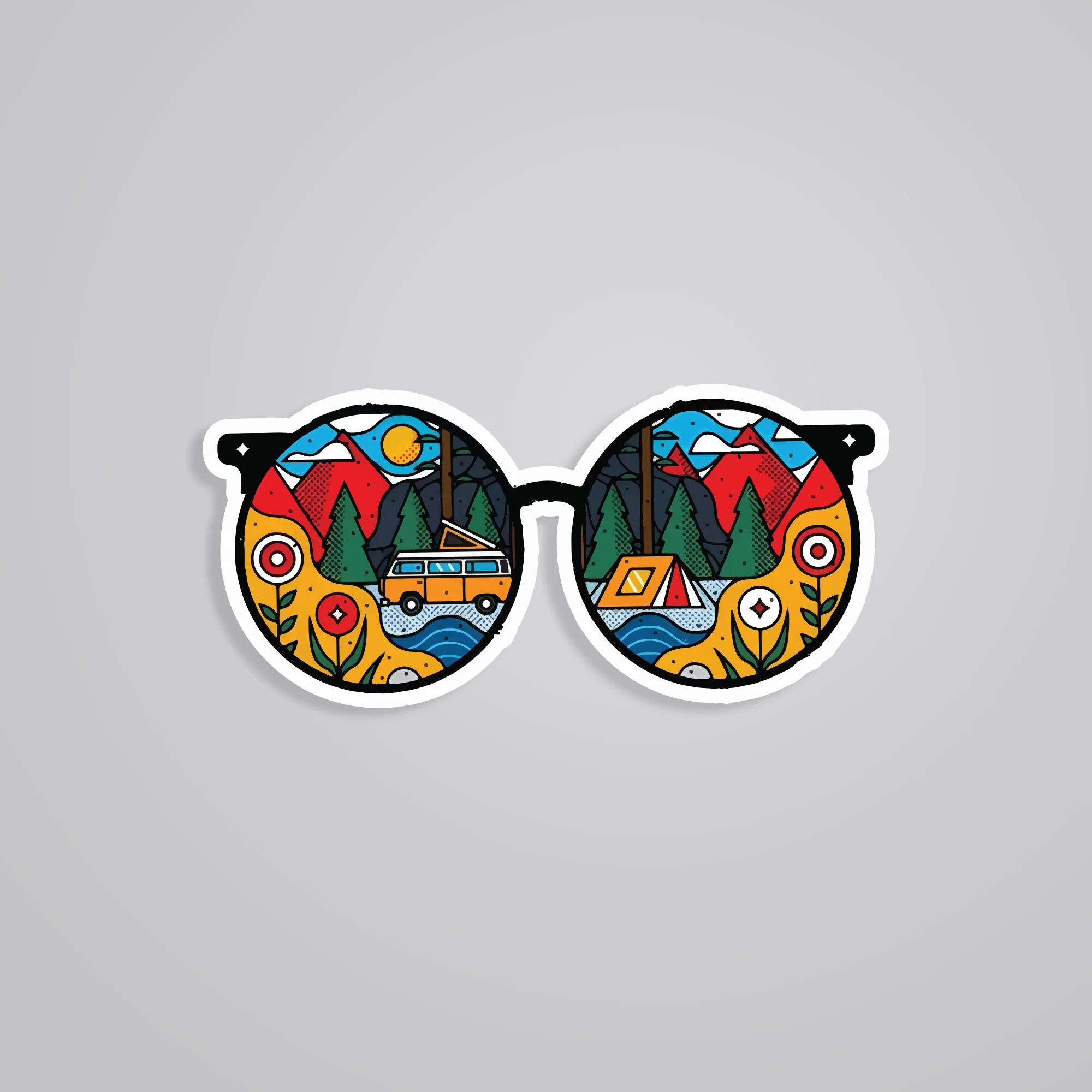 Hippie Glasses Travels Stickers