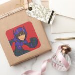 Hiro Hamada Purple Square Sticker