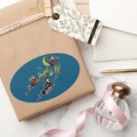 Hocus Pocus Tonight We Fly Broom Squad Oval Sticker